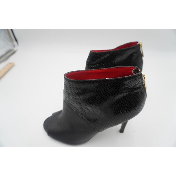 Charles Jourdan Black Snakeskin Back Zipper Peep Toe Stiletto Ankle Boot Sz 8.5 - Picture 3 of 12
